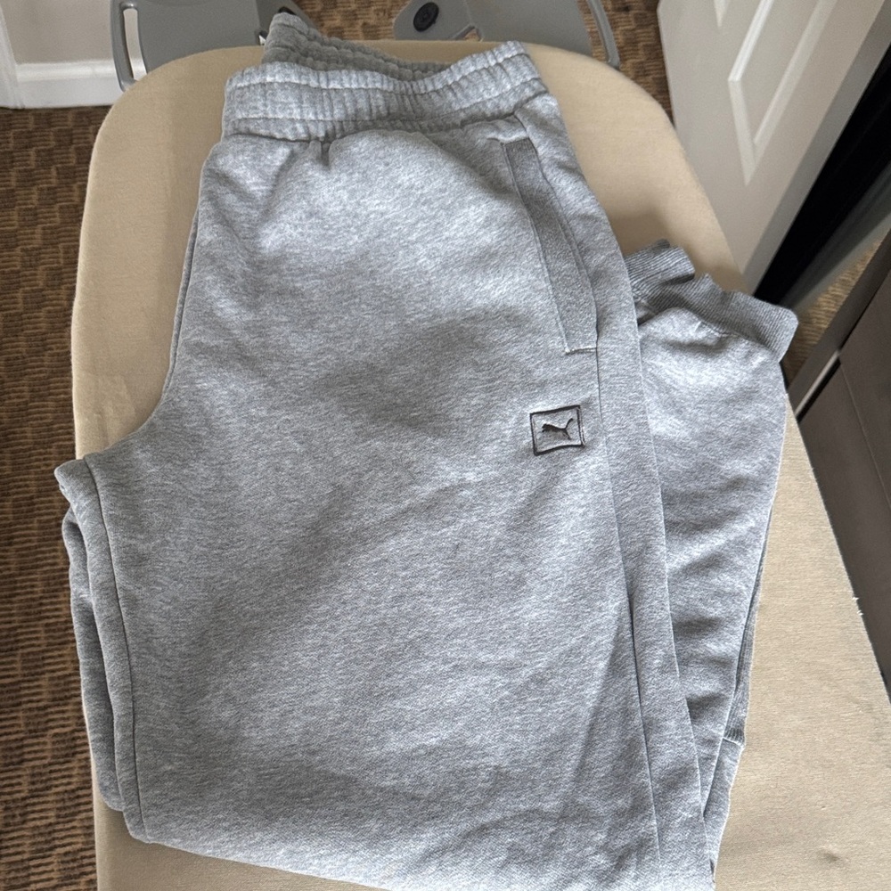 Puma Light Gray Fleece Joggers- XL